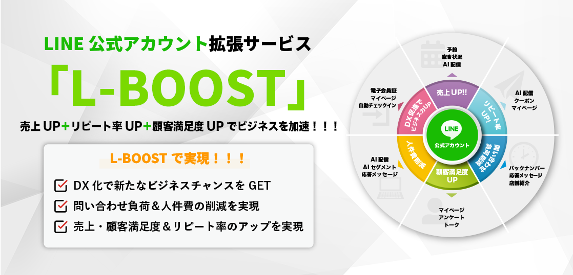 【L-BOOST】LINE公式アカウント拡張サービス・LINEでビジネスをLX化